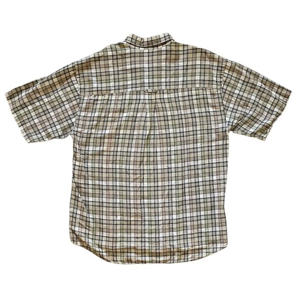 Greg Norman Plaid Linen Short Sleeve Button Down Shirt Men’s Size L - Picture 2 of 7